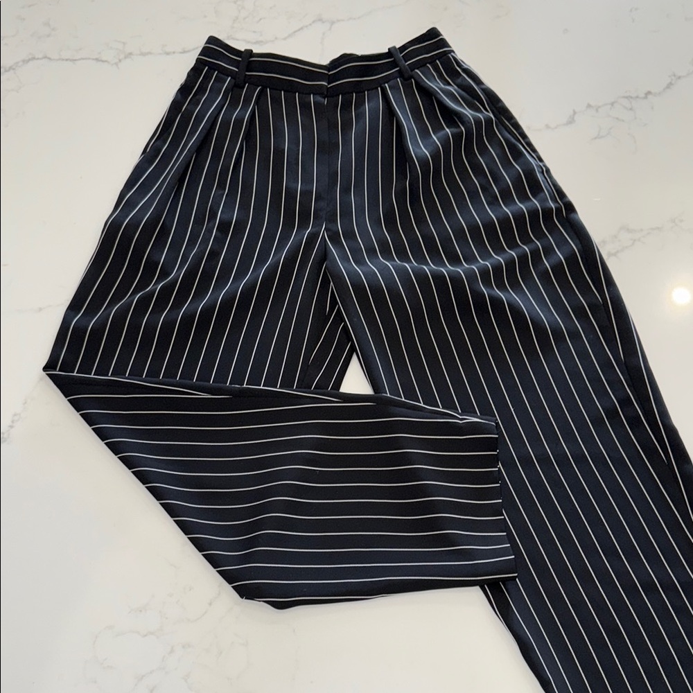 Babaton Black and White Pinstripe Trousers